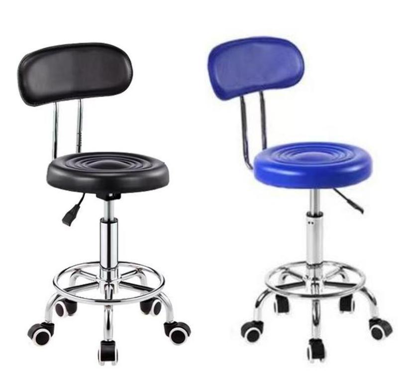 Revolving stool with back support with castors - （#FSKM-02）